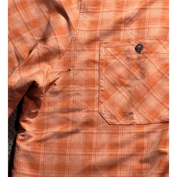 Orvis Shirt Mens XXL Plaid Orange Buttoned Short Sleeve Vents Campcore Cabincore - Picture 3 of 6